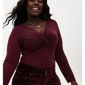 Torrid Burgundy Knit Twist Front Bodysuit